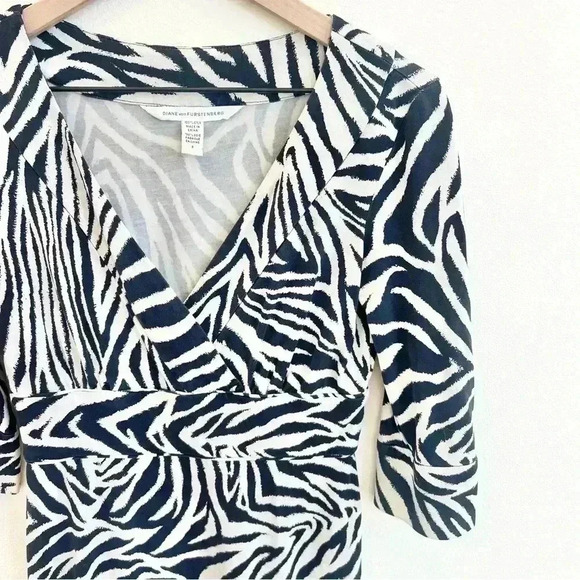 Diane Von Furstenberg DVF Zebra Midi Dress Black White Size 8 - Picture 3 of 12